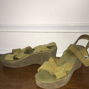 Kork-Ease Ava Olive Green Suede Sandals